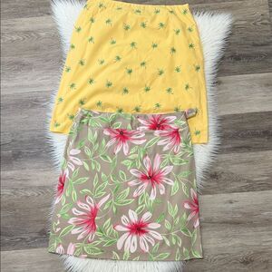 Talbots Yellow Palm and Floral Mini Skirt Set size 10